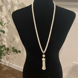 Talbots long pearl rhinestone necklace - perfect for the holidays